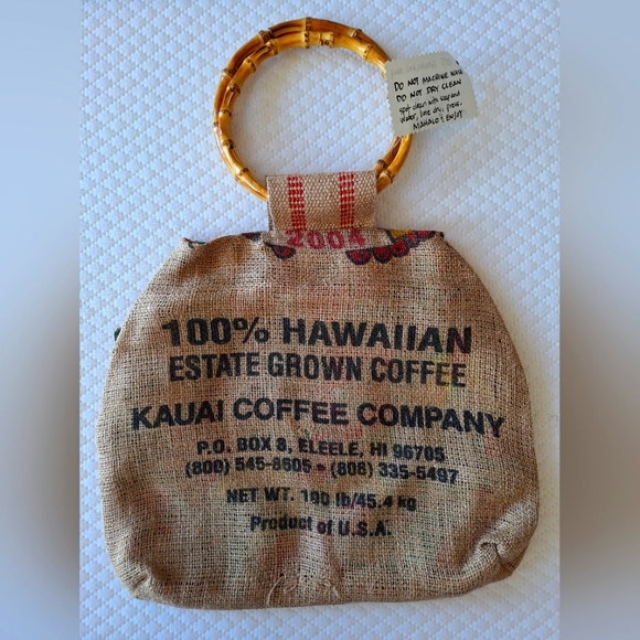 Handmade recycled Hawaiian burlap coffee sack purse - Picture 2 of 3